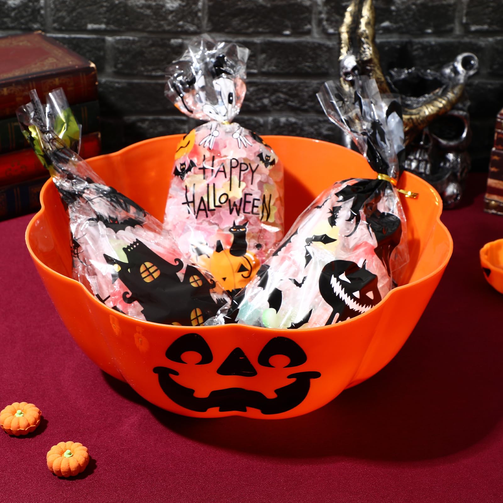 Large Halloween Candy Bowl - Plastic Pumpkin Trick or Treat Serving Bowl for Candy, Halloween Party Supplies - Perfect for Office, Home, Classroom & Halloween Decorations