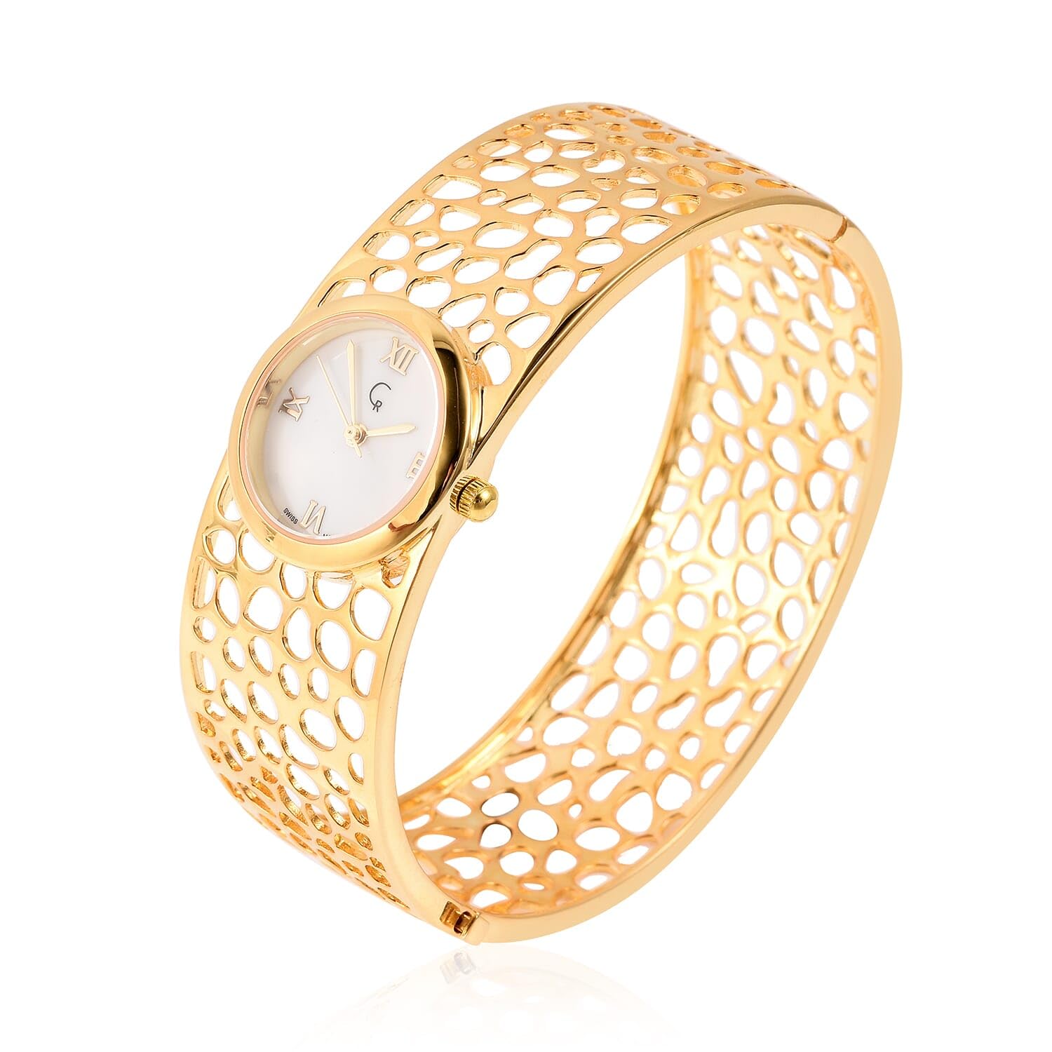 925 Sterling Silver Rachel Galley Movement Watch Bangle Bracelet for Women - Adjustable 7.5