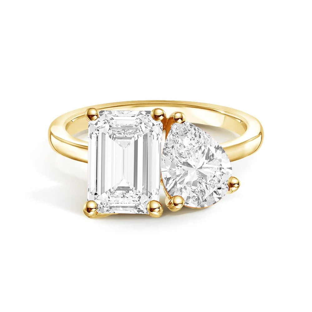 Personalized Toi et Moi Moissanite Birthstone Ring - Custom Anniversary Gift for Couples, Engagements & Romantic Occasions