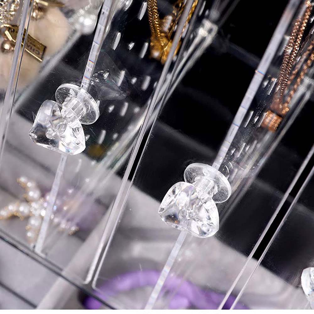 Clear 5-Tier Vertical Drawer Earring Display Stand Organizer with 2 Storage Drawers - Portable Velvet Jewelry Tray for Ring & Earring Storage - Perfect for Boutique, Jewelry Store & Home Organization
