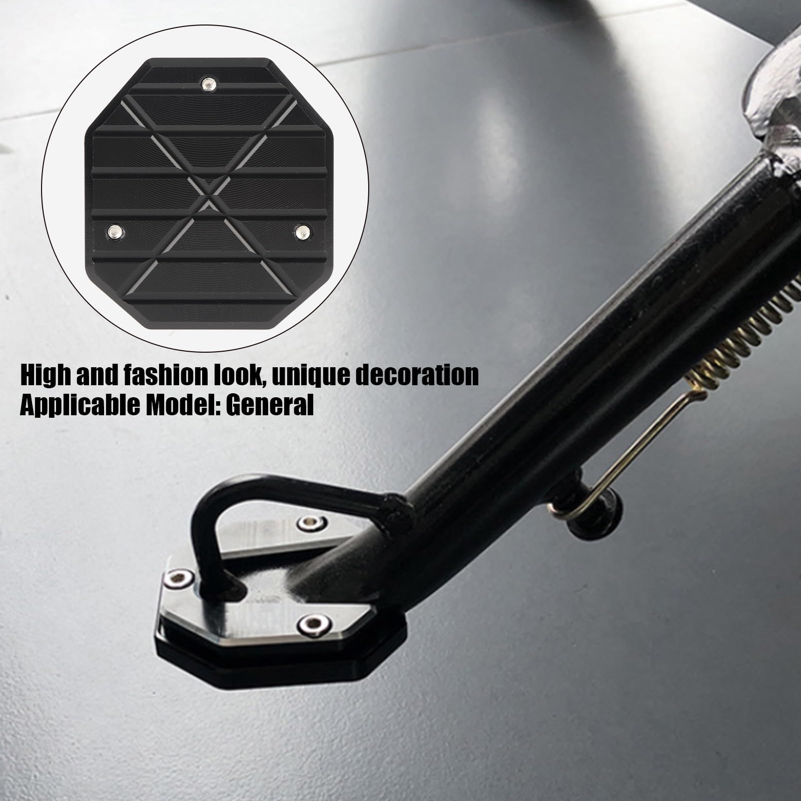 **Universal Motorcycle Kickstand Pad - High Strength Aluminum Alloy Side Stand Plate with Installation Tool - Perfect for Parking on Soft Ground, Gravel & Uneven Surfaces**