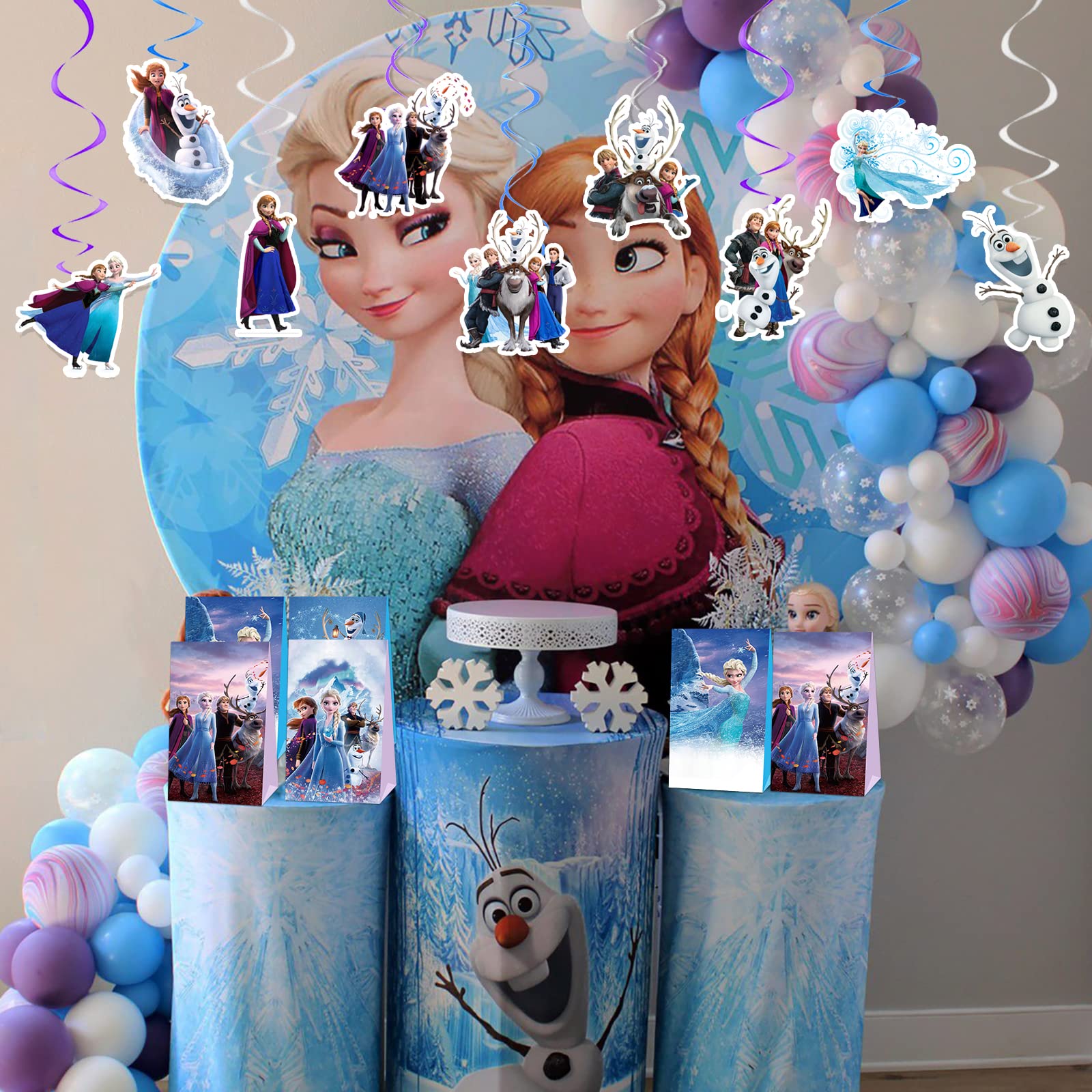 45-Piece Frozen Themed Foil Hanging Swirl Decorations - Disney Frozen Party Streamers for Ceiling Decor, Kids Birthday Party Supplies - Perfect for Frozen Birthday Parties, Baby Showers & Winter Wonderland Events