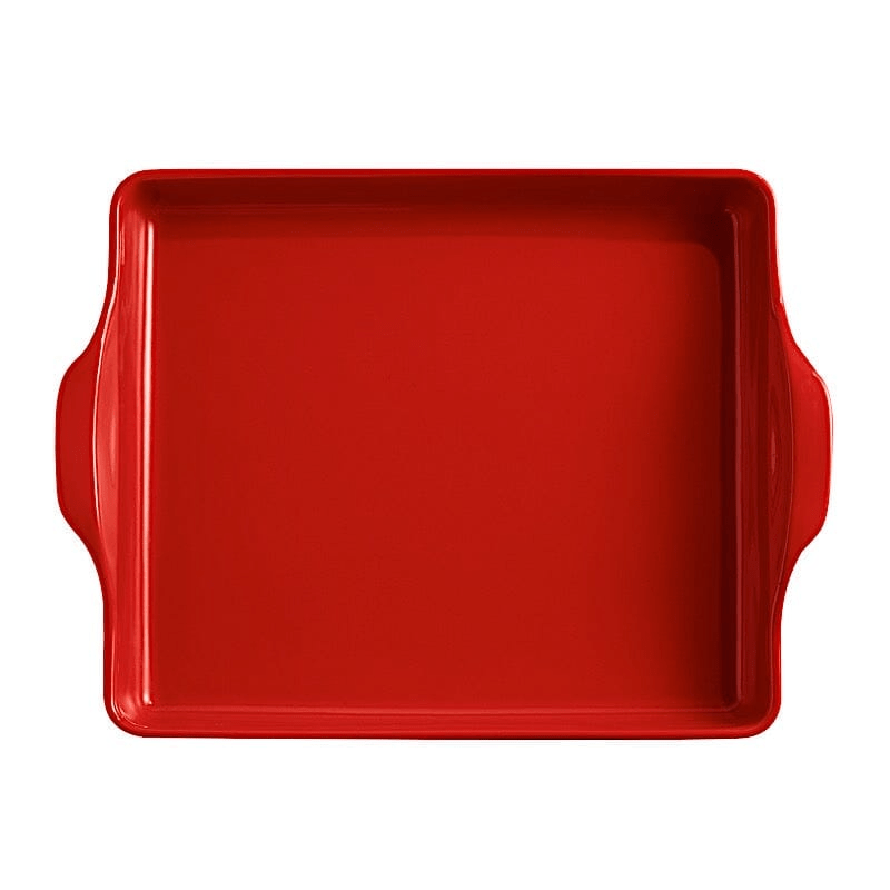 Emile Henry Detroit Pizza & Focaccia Bread Baker - Burgundy Red Ceramic Baking Dish for Perfect Homemade Pizza & Bread | Ideal for Oven Baking, Family Dinners & Italian Cooking