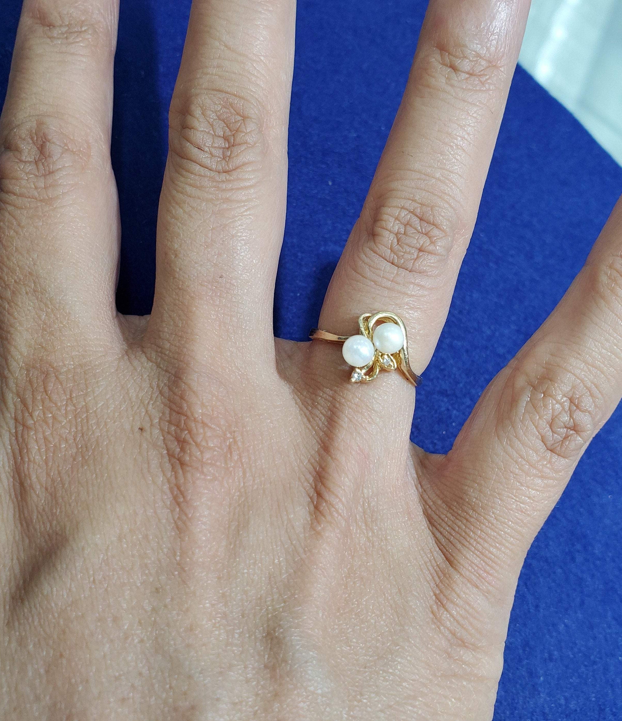 4MM Cultured Pearl Cluster Ring in 14k Yellow Gold - Elegant Jewelry for Weddings, Parties & Special Occasions