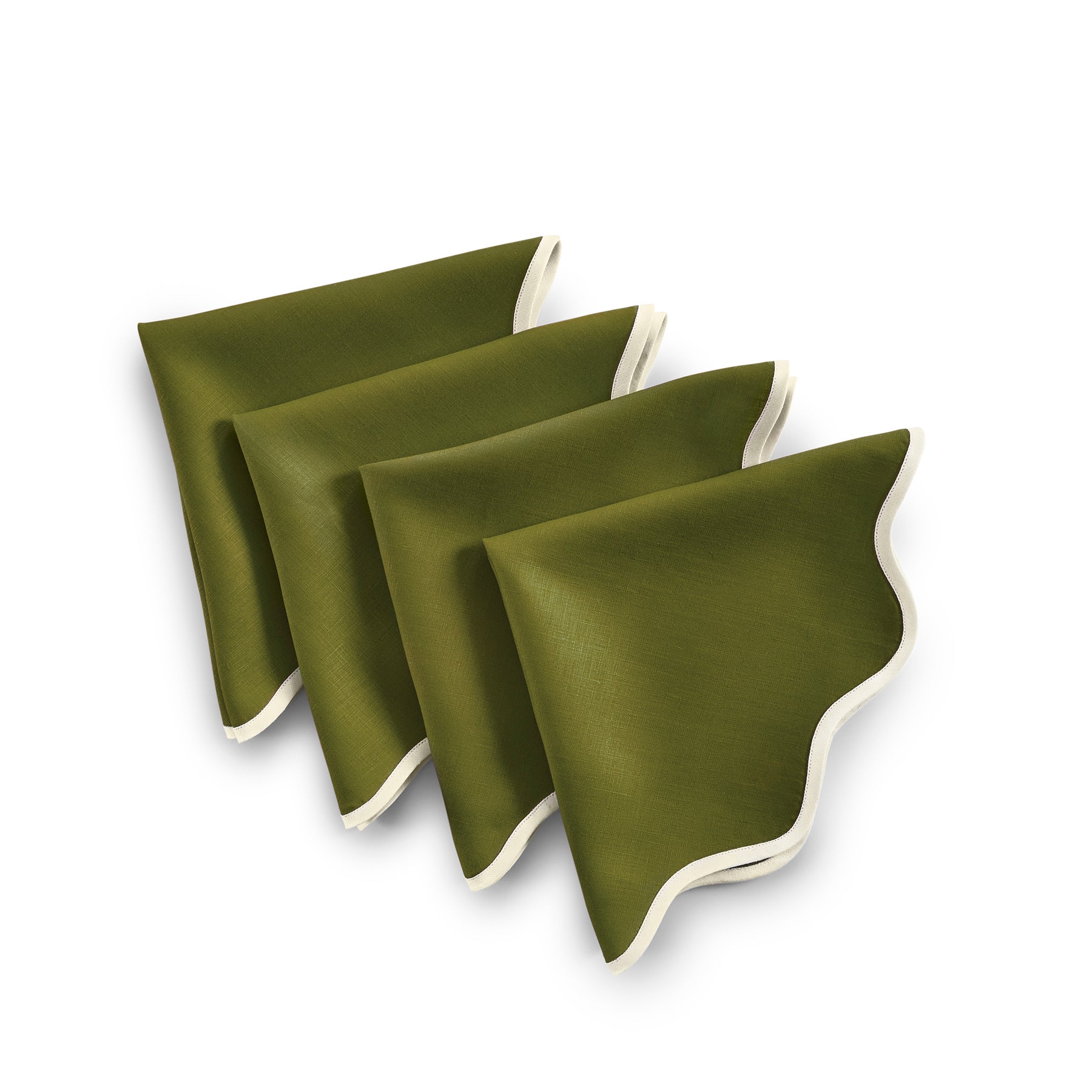 Giselle Scallop Edge Napkins - Set of 4 Premium Linen Dinner Napkins for Wedding, Party & Holiday Table Decor