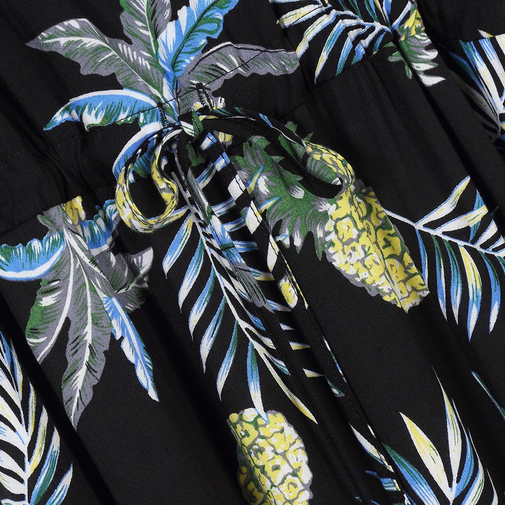 Women's Floral Maxi Dress with V-Neck & Adjustable Straps - Hawaiian Beach Dress for Summer Vacation, Pool Party & Casual Outings
