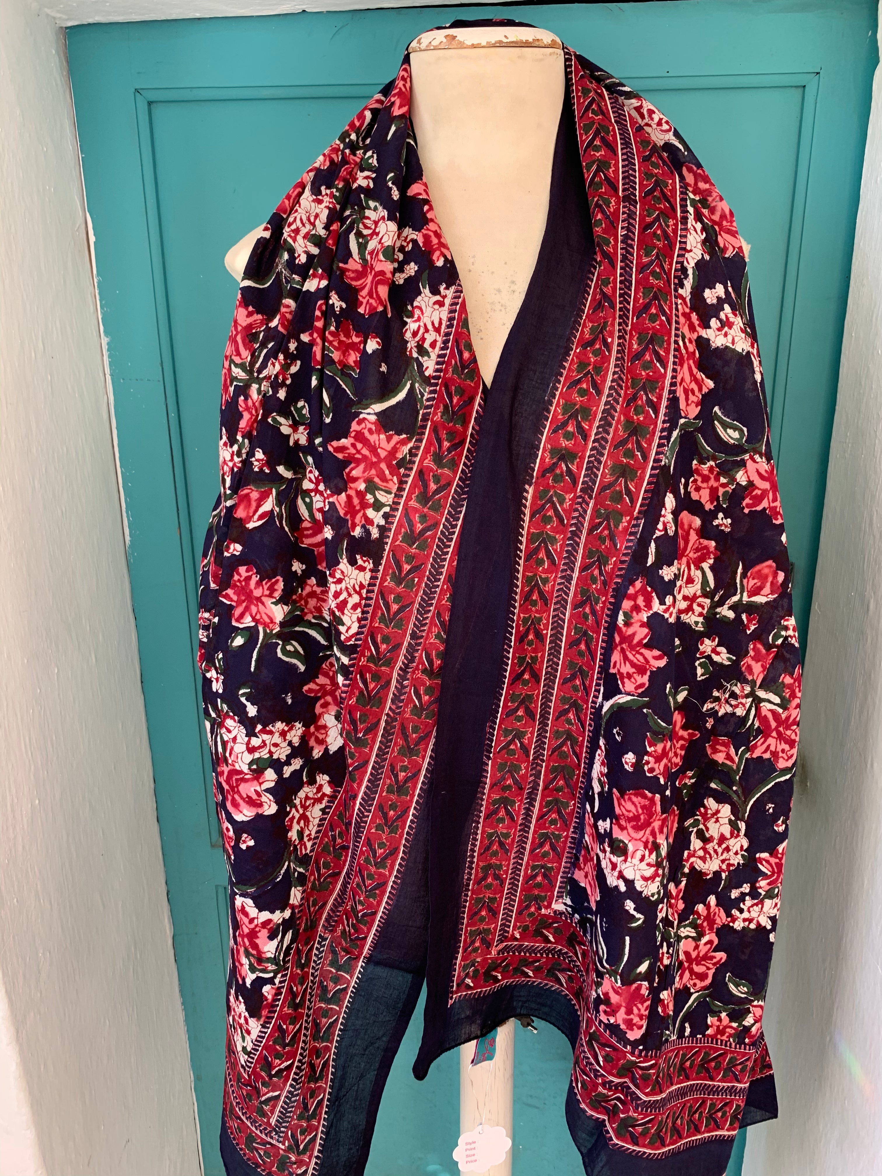 Stylish Block Print Cotton Sarong Pareo Shawl - New Collection for Beach, Pool & Summer Fashion