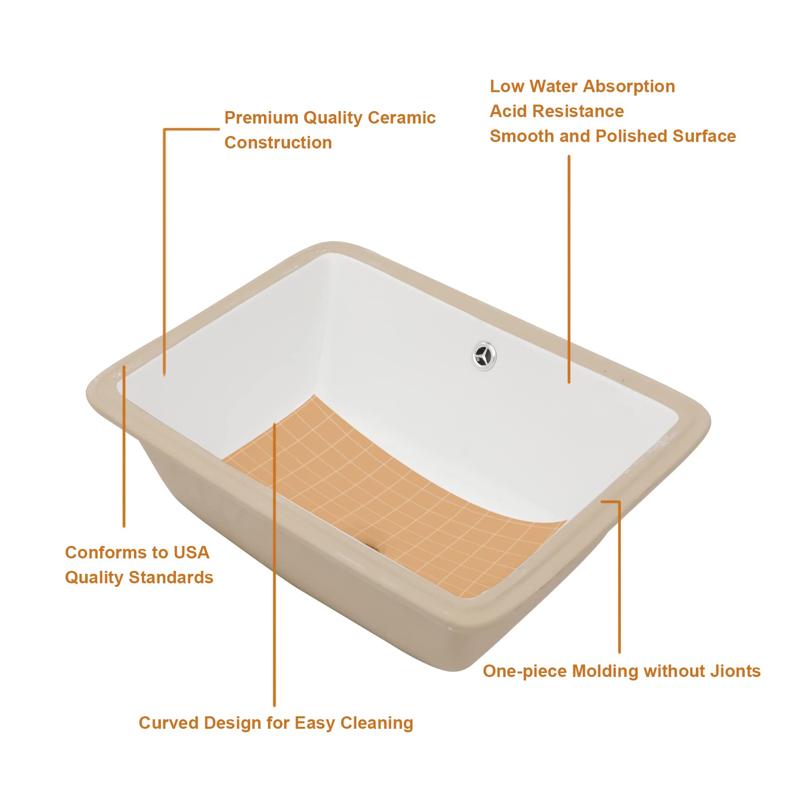 Lordear 20x15 Inch Undermount Bathroom Sink - White Porcelain Ceramic Vanity Sink Basin with Overflow - Rectangle Under Counter Lavatory for Modern Bathrooms (Perfect for Home Renovation & Guest Bathroom Upgrades)
