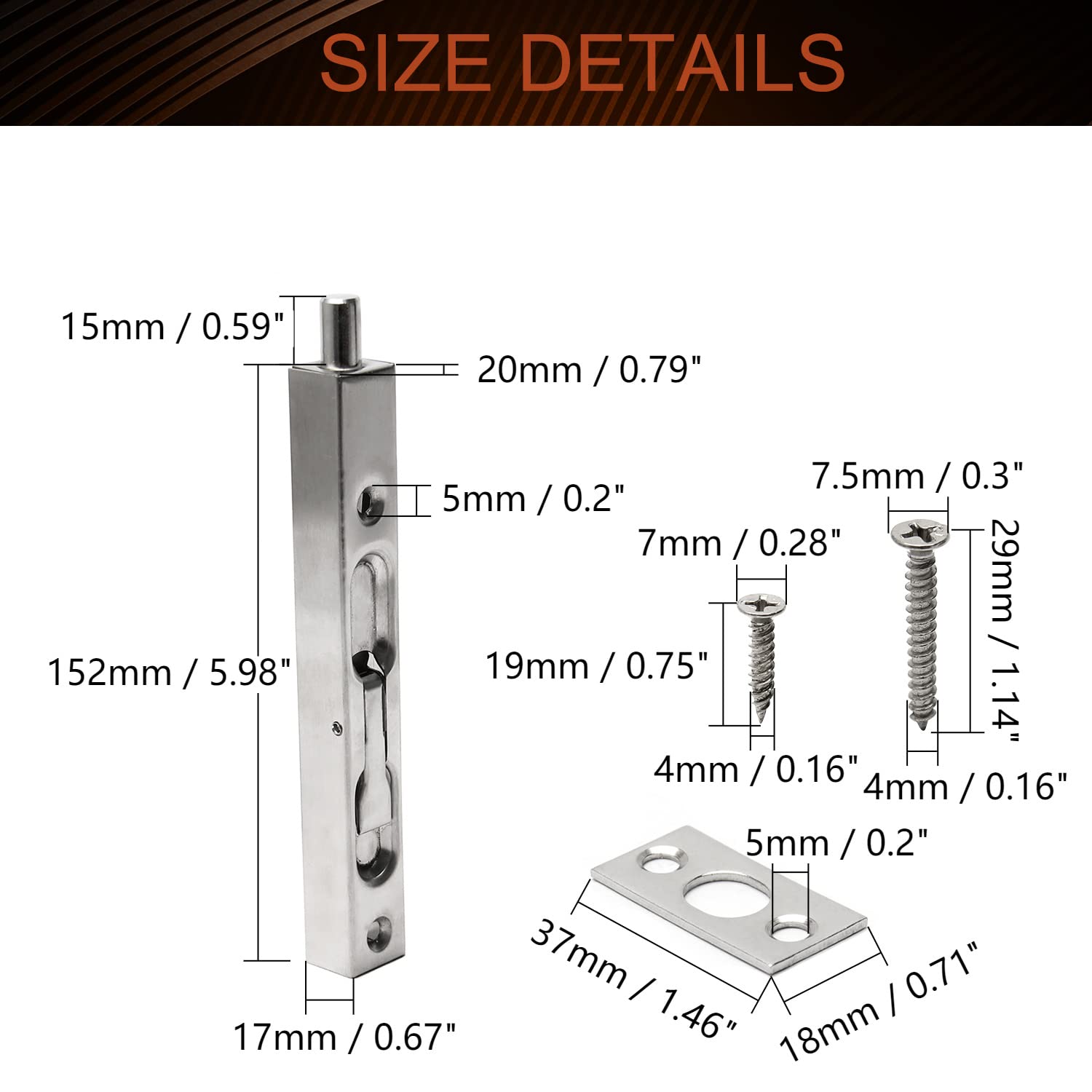 MroMax 6 Inch Stainless Steel Flush Bolt - Security Door Guard with Lever Action Latch, Silver Tone (2-Pack) - Ideal for Home Security, Office Doors, and Commercial Buildings