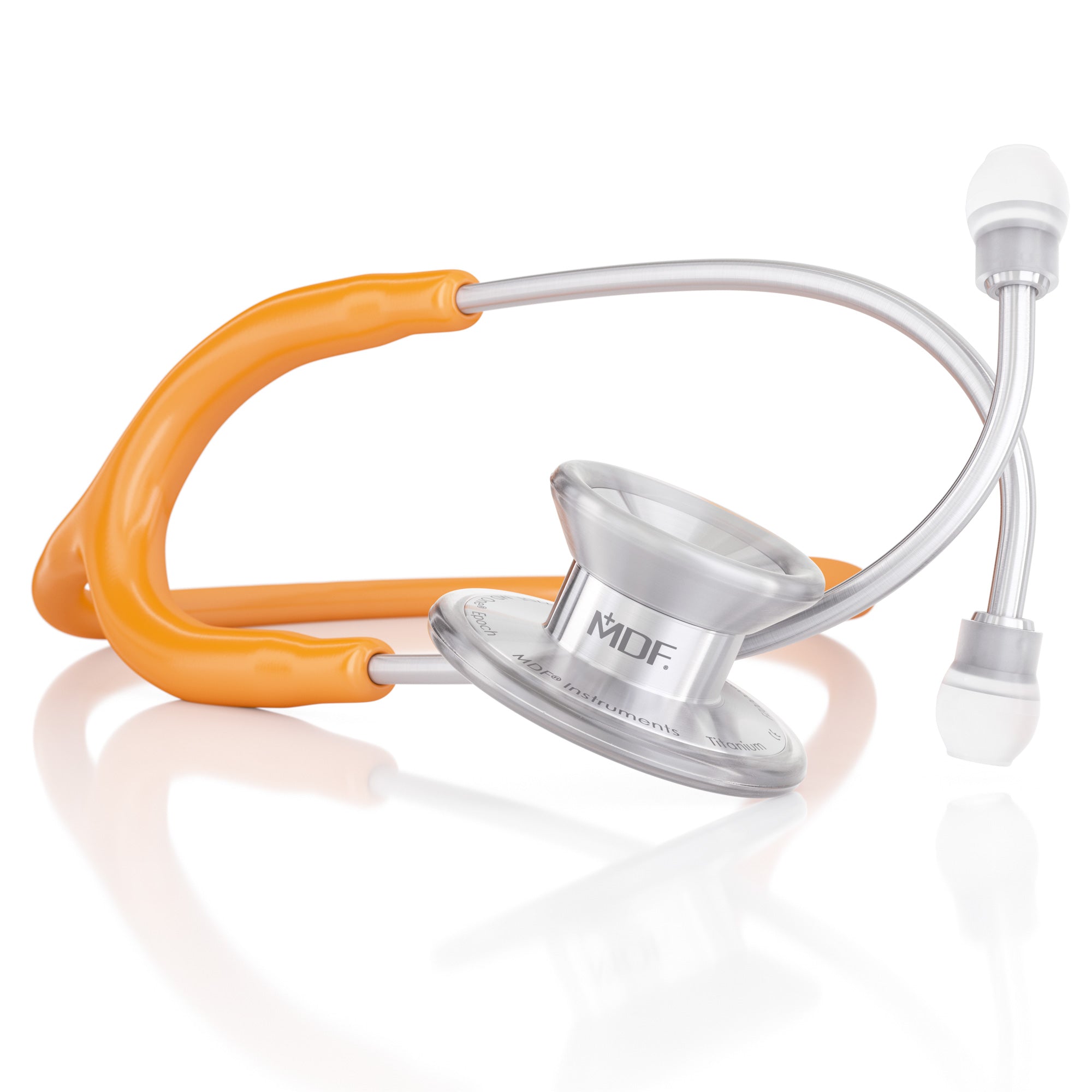 MD One® Epoch® Titanium Adult Stethoscope - Professional Medical-Grade Orange Stethoscope for Doctors, Nurses & Healthcare Workers - Ideal for Hospital, Clinic & Home Health Monitoring