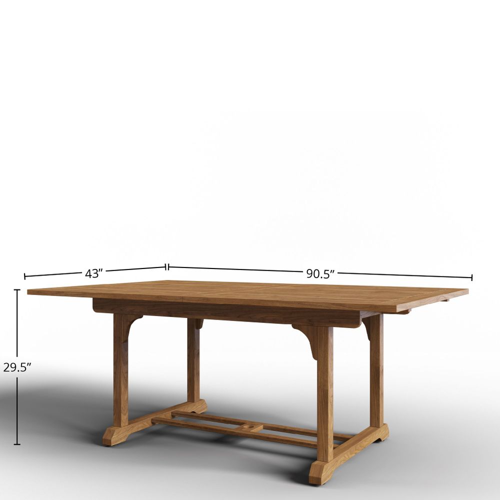 Mathieu 7-Piece Rectangular Teak Outdoor Dining Set with Extendable Table & Stacking Chairs - Perfect for Patio, Garden, and Poolside Entertaining