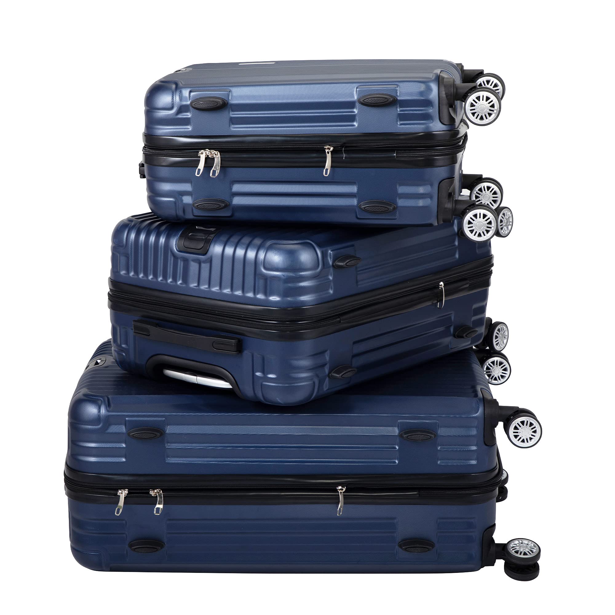 Catrimown 3-Piece Hardshell Expandable Luggage Set with Spinner Wheels & TSA Lock - Lightweight Durable Suitcases (20/24/28 Inch) for Travel, Business Trips & Vacations - Blue Carry On Luggage for Women & Men