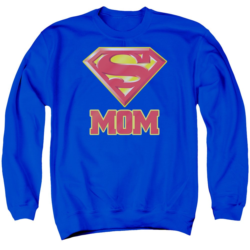 Superman Super Mom Adult Crewneck Sweatshirt - Royal Blue Comfortable Pullover for Women | Perfect for Casual Wear, Mother's Day Gifts & Family Outfits