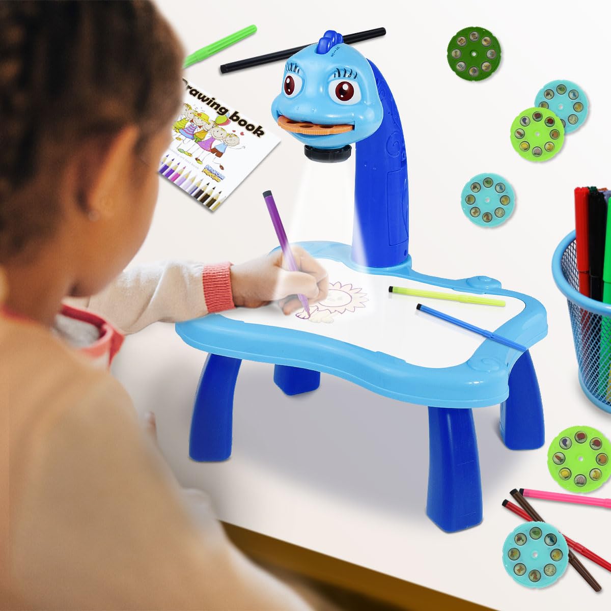 BAKAM Kids Drawing Projector Table - Light & Music Tracing Art Desk for Ages 2-7 | Smart Sketching Toy with Projector for Preschool Learning | Perfect Birthday Gift for Boys & Girls | Home, Classroom & Creative Play Activity