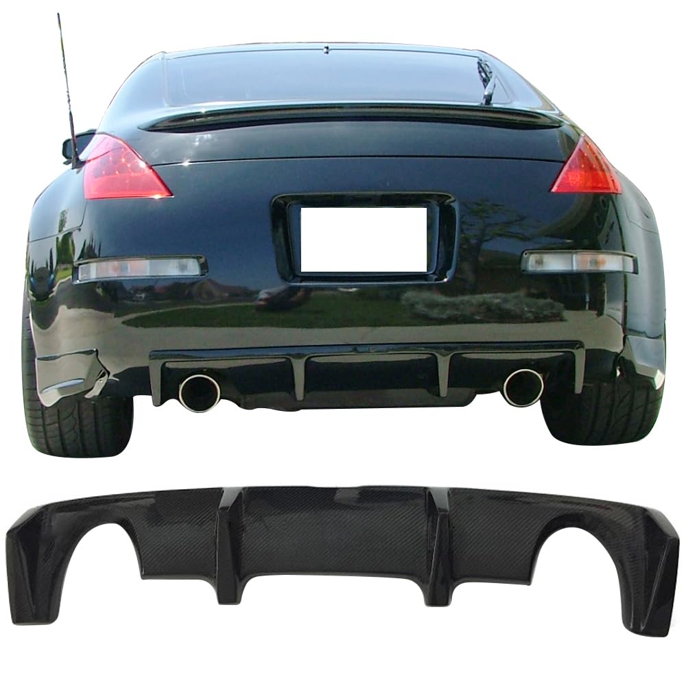IKON MOTORSPORTS Carbon Fiber Rear Diffuser for 2003-2009 Nissan 350Z | Rear Bumper Lip Spoiler | Enhances Aerodynamics & Sporty Style | Perfect for Racing & Car Shows