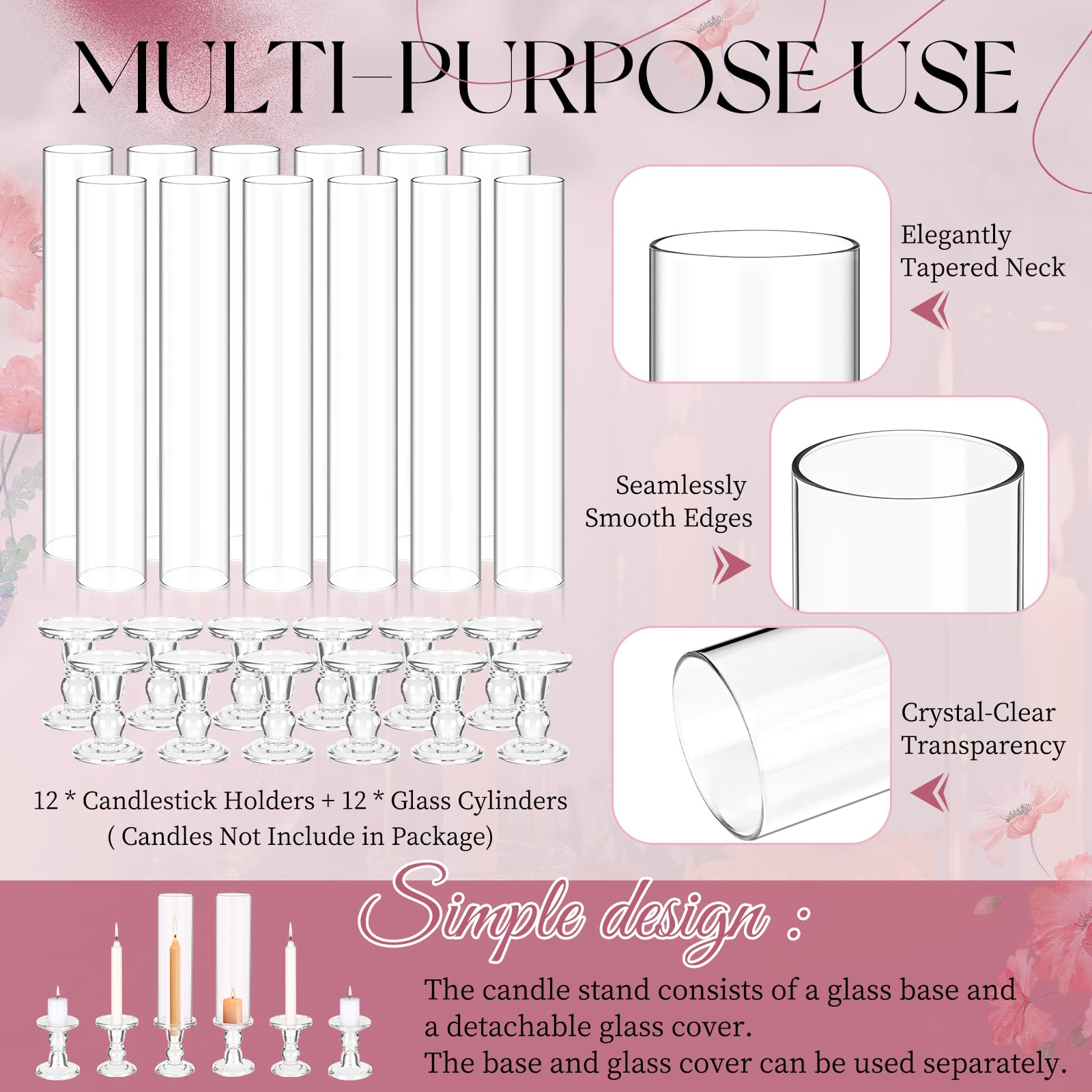 Showgeous 12 Pcs Hurricane Candle Holders - 13.8