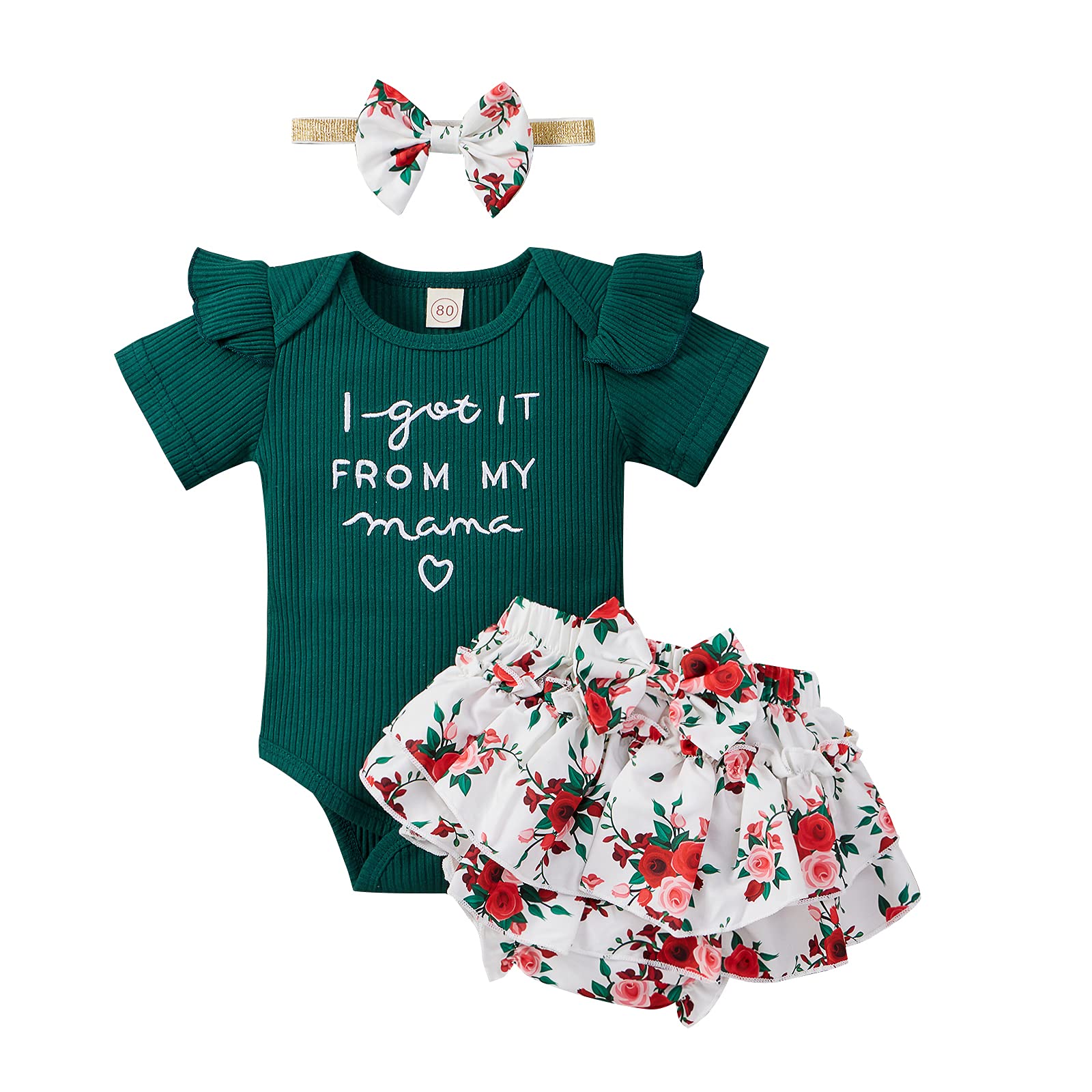 Yccutest Newborn Baby Girl Clothes Set - Cute Summer Outfits for Toddlers with Short Sleeve Romper, Floral Shorts & Bow Headband - Perfect for Playdates, Beach Trips & Photo Shoots