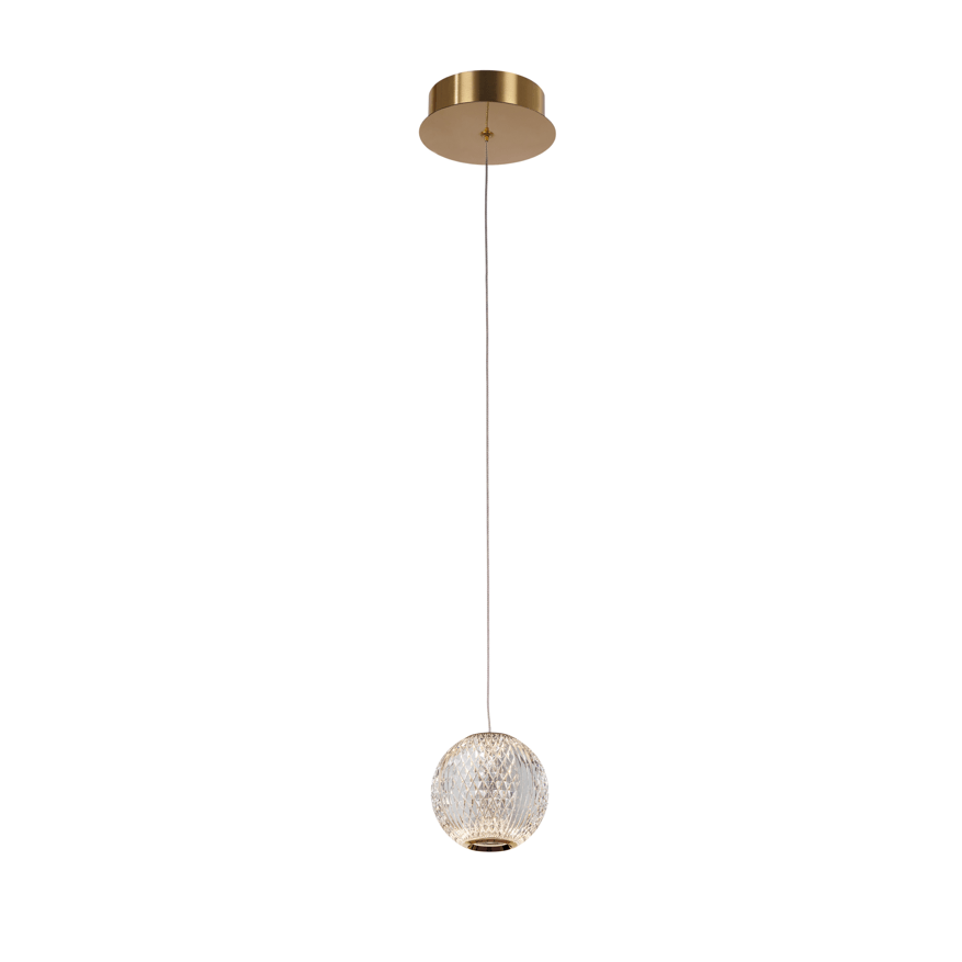 Austral 1 LED Light Single Pendant Ceiling Light - Gold & Clear Finish IP20 - Perfect for Kitchen Island, Dining Room, and Bedroom Lighting