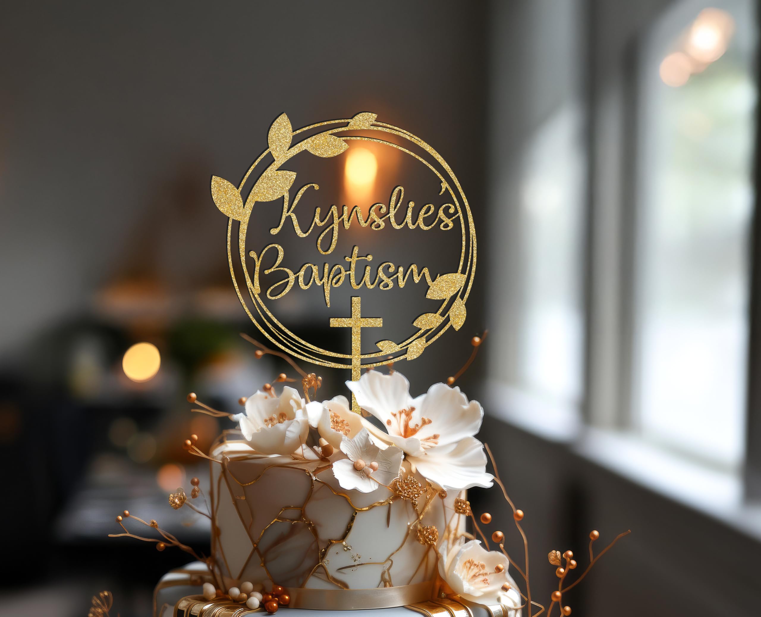 Custom Baptism Cake Topper Personalized with Name - God Bless Communion & 1st Confirmation Cake Decor - Perfect for Christening, First Holy Communion & Religious Celebration Cakes