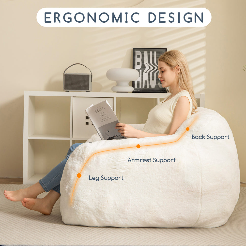 MAXYOYO Oversized Bean Bag Chair with Armrests - Extra Large Comfortable Gaming Lounger, Reading Sofa for Adults & Teens - Soft Beige Fabric - Perfect for Living Room, Bedroom, Dorm or Game Room Relaxation