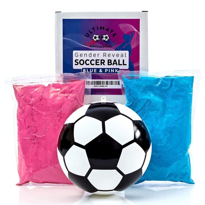 Ultimate Gender Reveal Party Supplies - Soccer Ball with Blue & Pink Powder Kit | Non-Transparent Baby Shower Decorations | Perfect for Gender Reveal Parties, Baby Showers & Celebrations