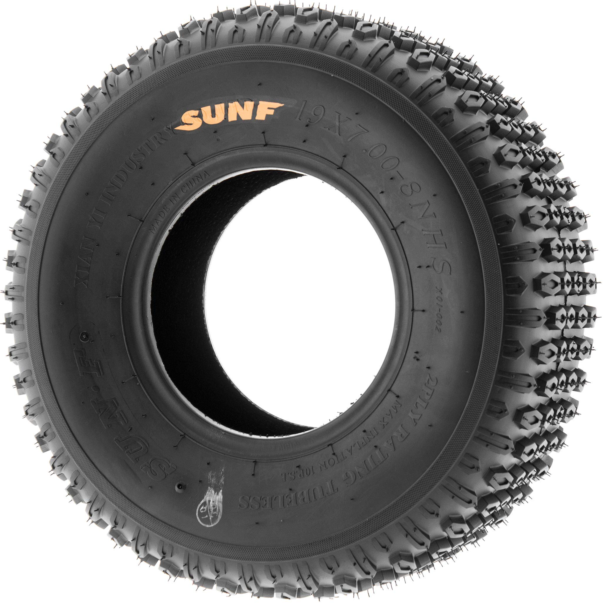 Set of 4 SunF A012 XC Knobby 19x7-8 ATV Tires - All Terrain Tubeless 2-Ply for Go-Karts & UTVs - Perfect for Off-Road Trails, Mud Riding & Dirt Track Racing