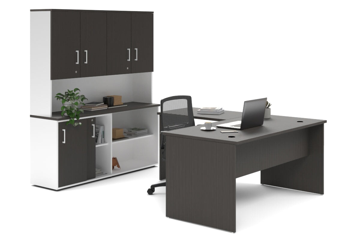 L-Shaped Executive Desk with Uniform Panel & White Carcass - 1600L x 1600W - Perfect for Home Office, Corporate Workspace & Modern Office Decor