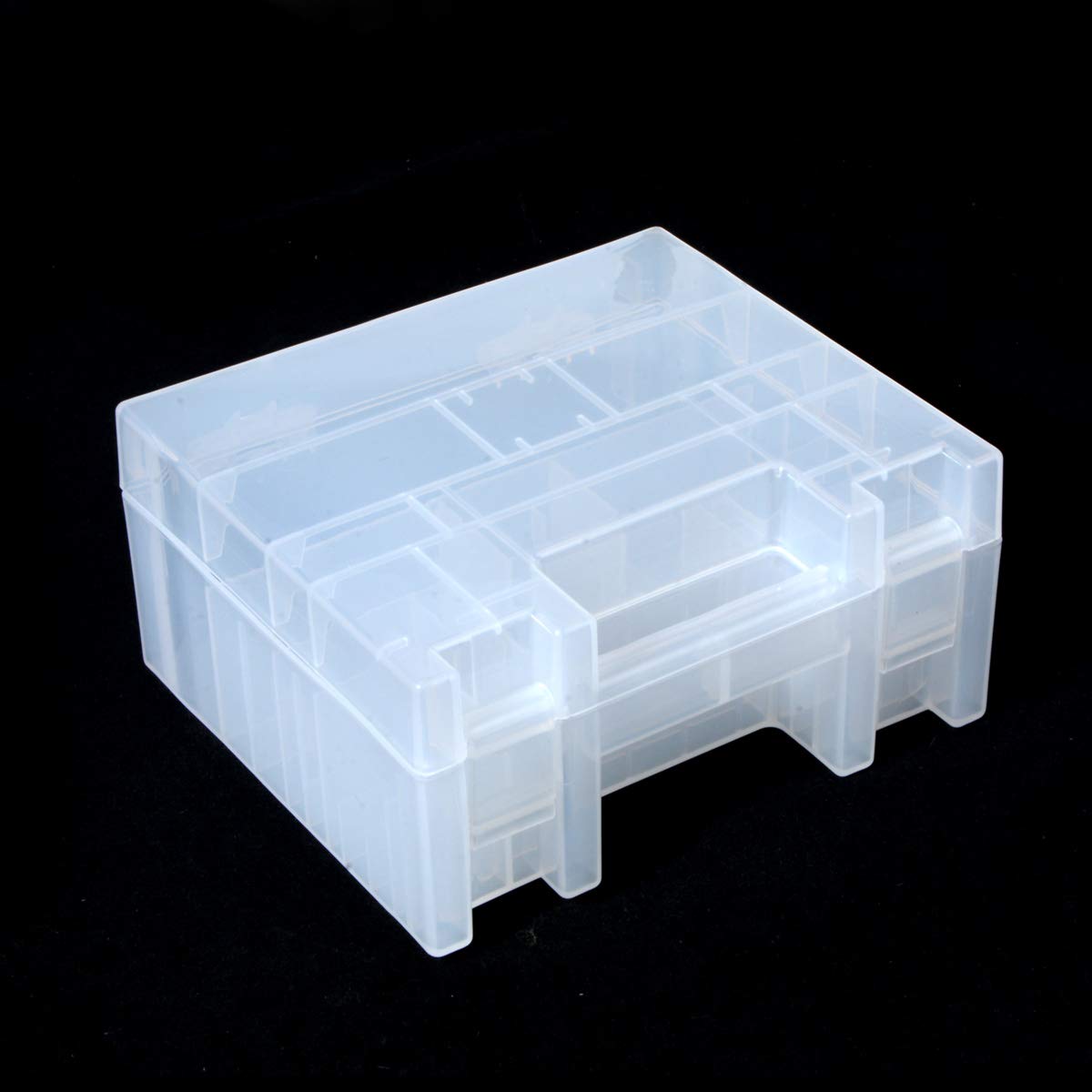 YXQ Clear Plastic Battery Organizer Storage Case - Holds 35 Batteries (14 AAA, 12 AA, 9V, 4 C, 4 D) - Portable Battery Holder Box for Home, Office, Travel & Emergency Kits