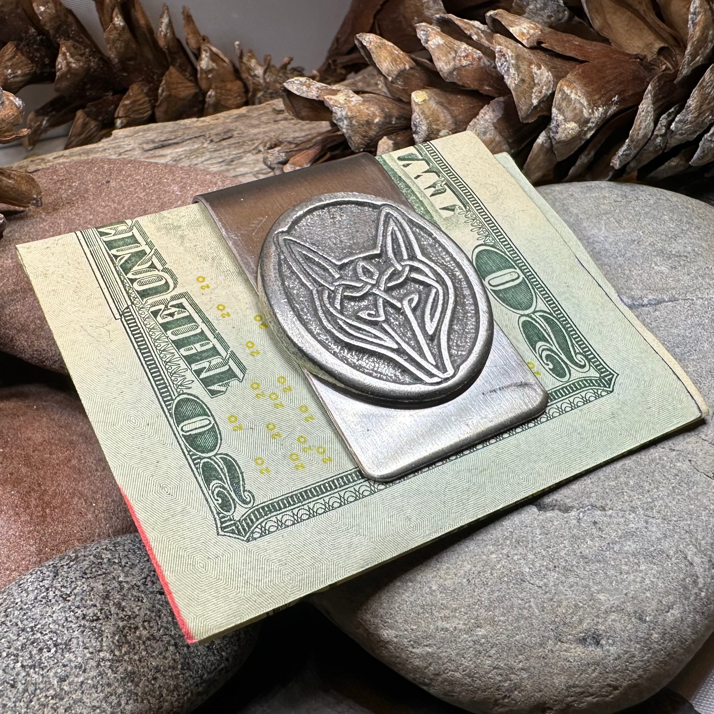 Celtic Wolf Money Clip - Stainless Steel Wallet Money Holder for Bills & Cards - Perfect for Men's Gifts, Travel & Everyday Use