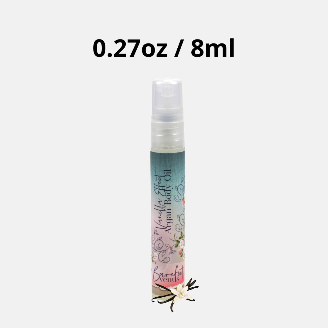 Travel Size Mini Argan Body Oil - 8ml Vanilla Scented Moisturizer for Dry Skin | Perfect for On-the-Go Hydration, Gym Bags & Airplane Travel