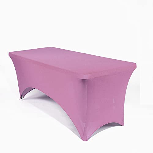 20-Pack Dusty Pink 8ft Rectangular Stretch Spandex Table Covers - Elastic Fitted Tablecloths for Wedding Decor, Banquet, Party & Event Table Toppers - Wrinkle-Resistant & Washable