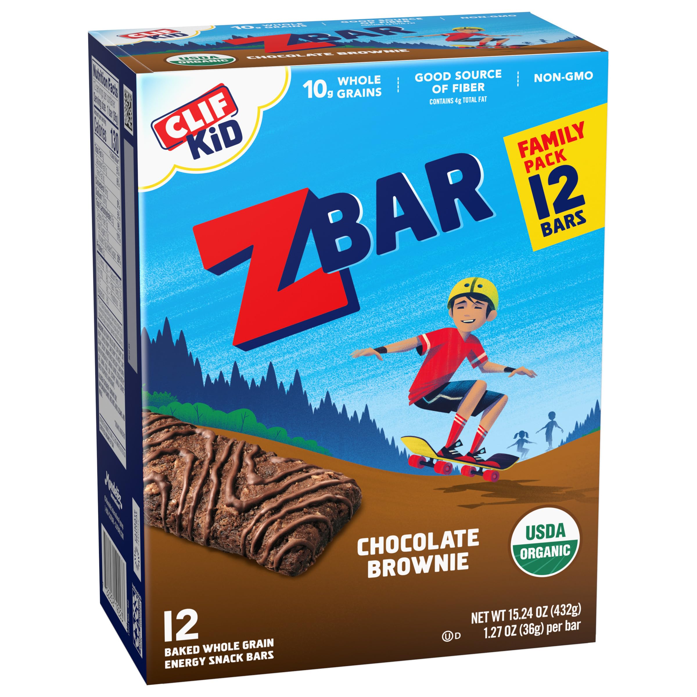 CLIF Kid Zbar Chocolate Brownie - Organic Whole Grain Snack Bars for Kids Lunch & Hiking