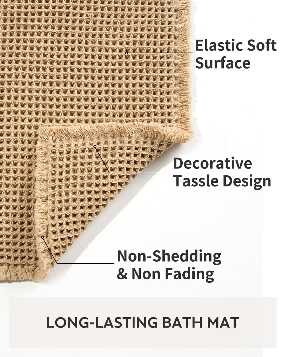 Tchdio Waffle Bath Mat Runner Rug - Super Absorbent, Non-Slip Bathroom Rug, Machine Washable with Tassels, 2' x 6' - Perfect for Bathroom Floors, Beside Tub, and Shower Areas