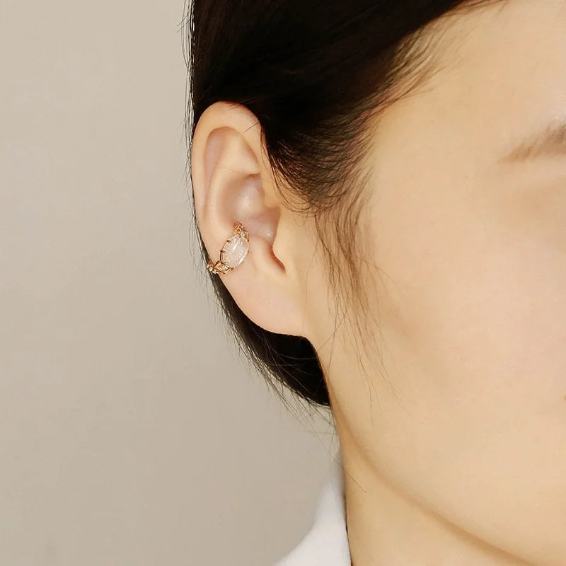 Elegant Clear Quartz Flower CZ Ear Clip Ear Cuff for Women | Dainty Boho Jewelry for Everyday Wear & Special Occasions | Perfect Gift for Bridesmaids, Birthday & Anniversary