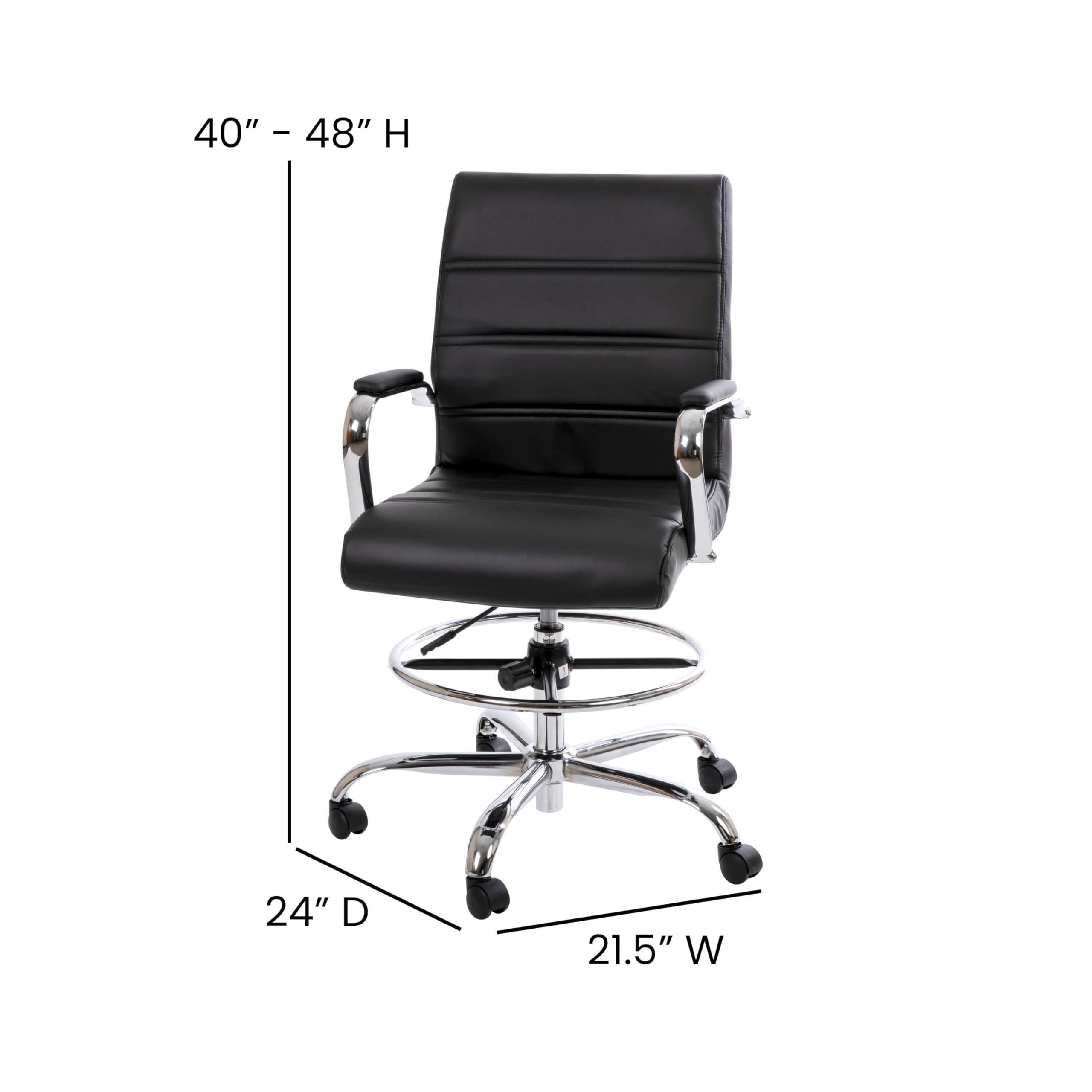 Whitney Mid-Back LeatherSoft Swivel Office Chair with Foot Ring - Adjustable for Home & Office Use