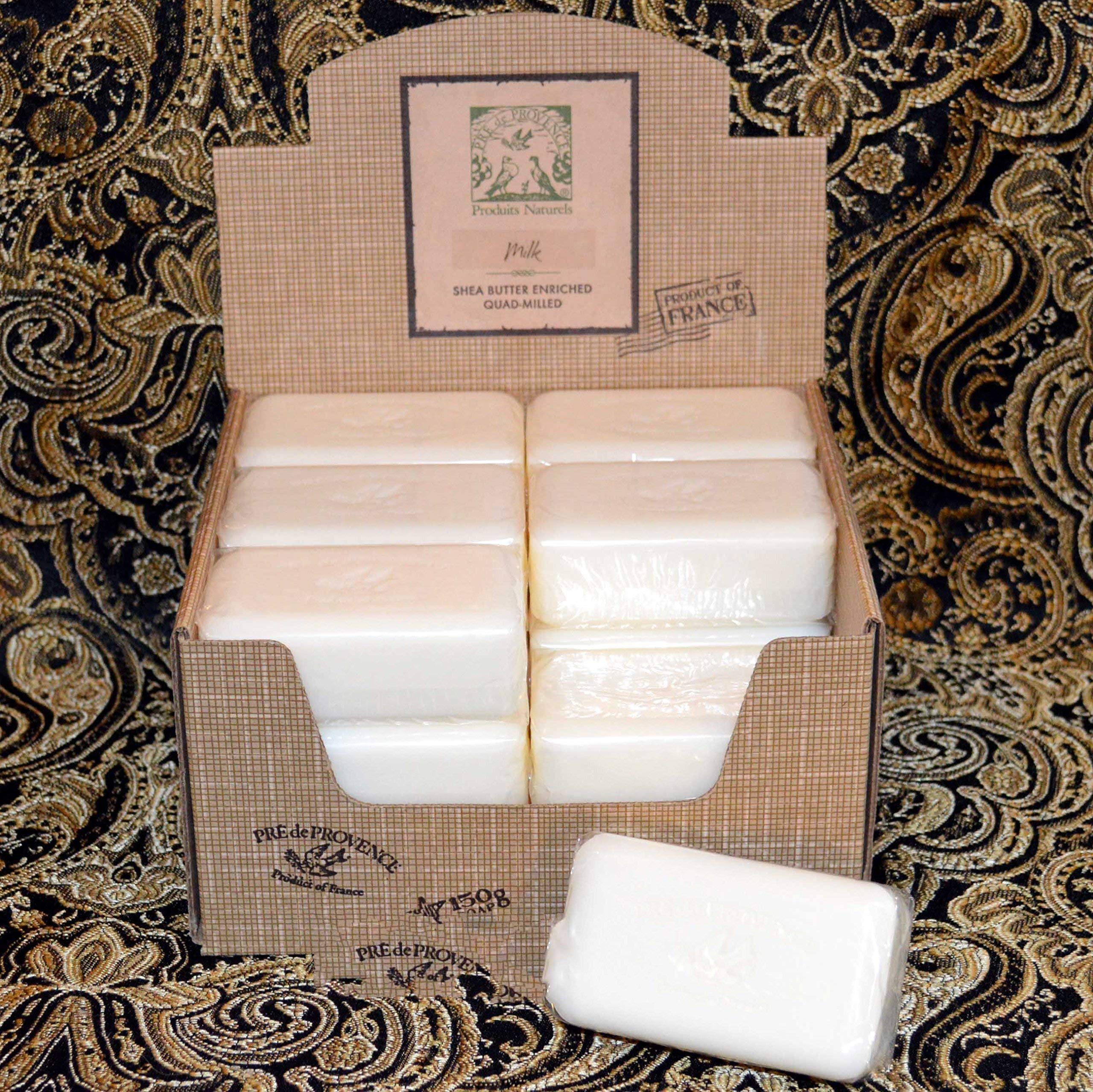 Pre de Provence Sweet Milk Shea Butter Soap Bars - Pack of 18, 150g Each | Moisturizing & Luxurious Bath Soap for Dry Skin, Gift Sets & Spa Day at Home