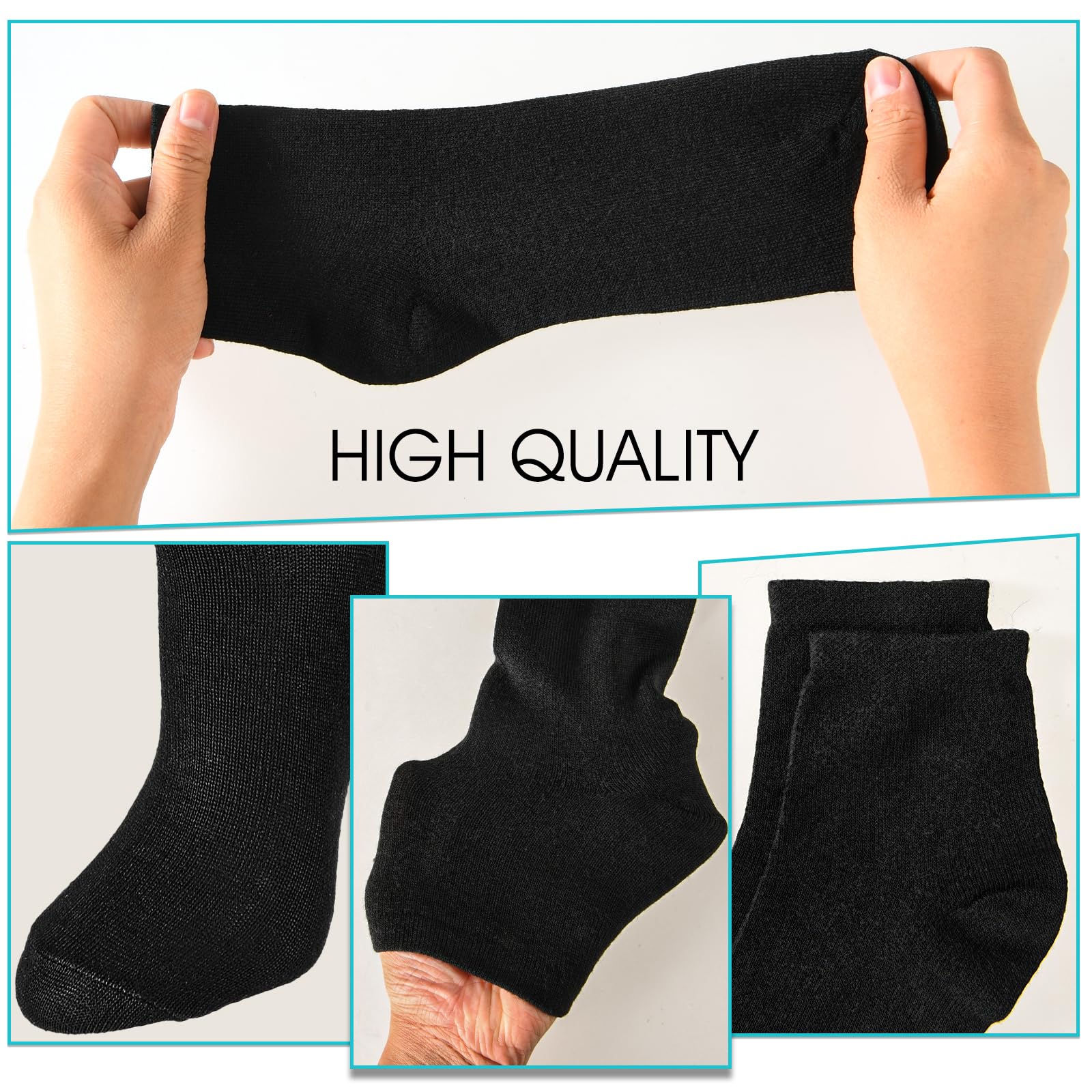 6 Pairs Women's Black Socks Size 4-7 - Comfortable Seamless Toe Ankle & Crew Socks for Work, Home, Running & Sports - Breathable Everyday Casual Socks for Women