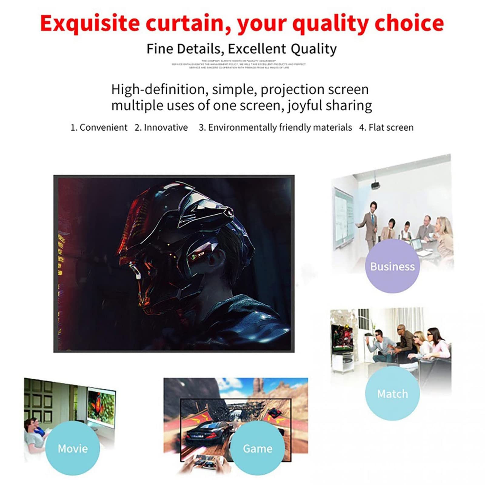 120 Inch 4K HD Projector Screen - 16:9 Foldable, Washable & Anti-Crease Portable Movie Screen for Home Theater, Outdoor & Indoor Use - Perfect for Movie Nights, Presentations and Backyard Entertainment
