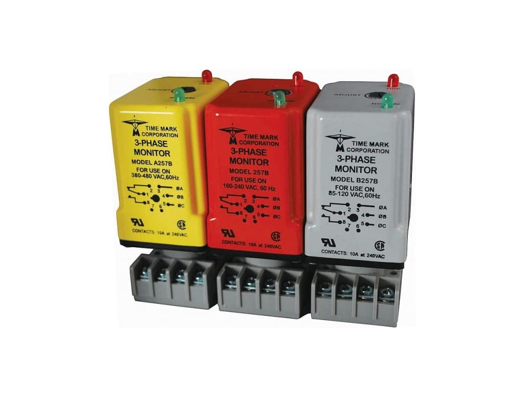 257B 3-Phase Voltage Monitor Relay, 208V/240V AC, Phase Failure & Sequence Protection - Ideal for Industrial Equipment, HVAC Systems & Motor Control Panels