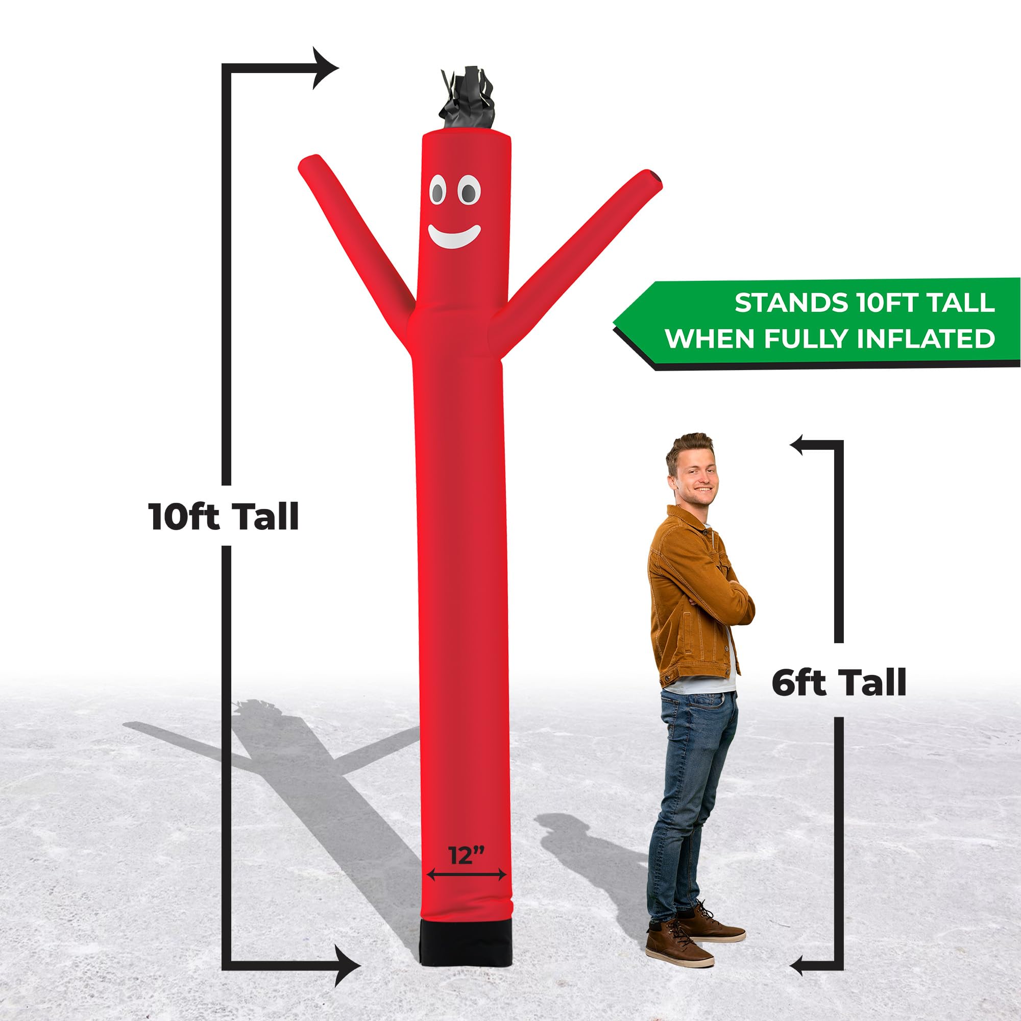 Torero Inflatables Tube Man - 10ft Tall Inflatable Air Dancer for Advertising, Car Dealerships & Grand Openings - Outdoor Promotional Wacky Waving Inflatable Tube Guy for Business Events & Parties
