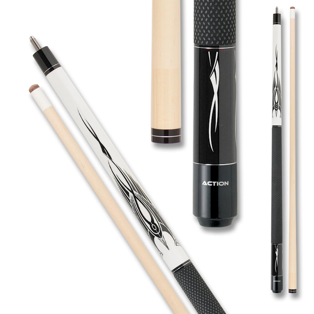Professional Black & White Billiards Pool Cue Stick - Premium White Tip with Black Shaft for Enhanced Control | Perfect for Home Game Rooms, Bars, and Professional Tournaments