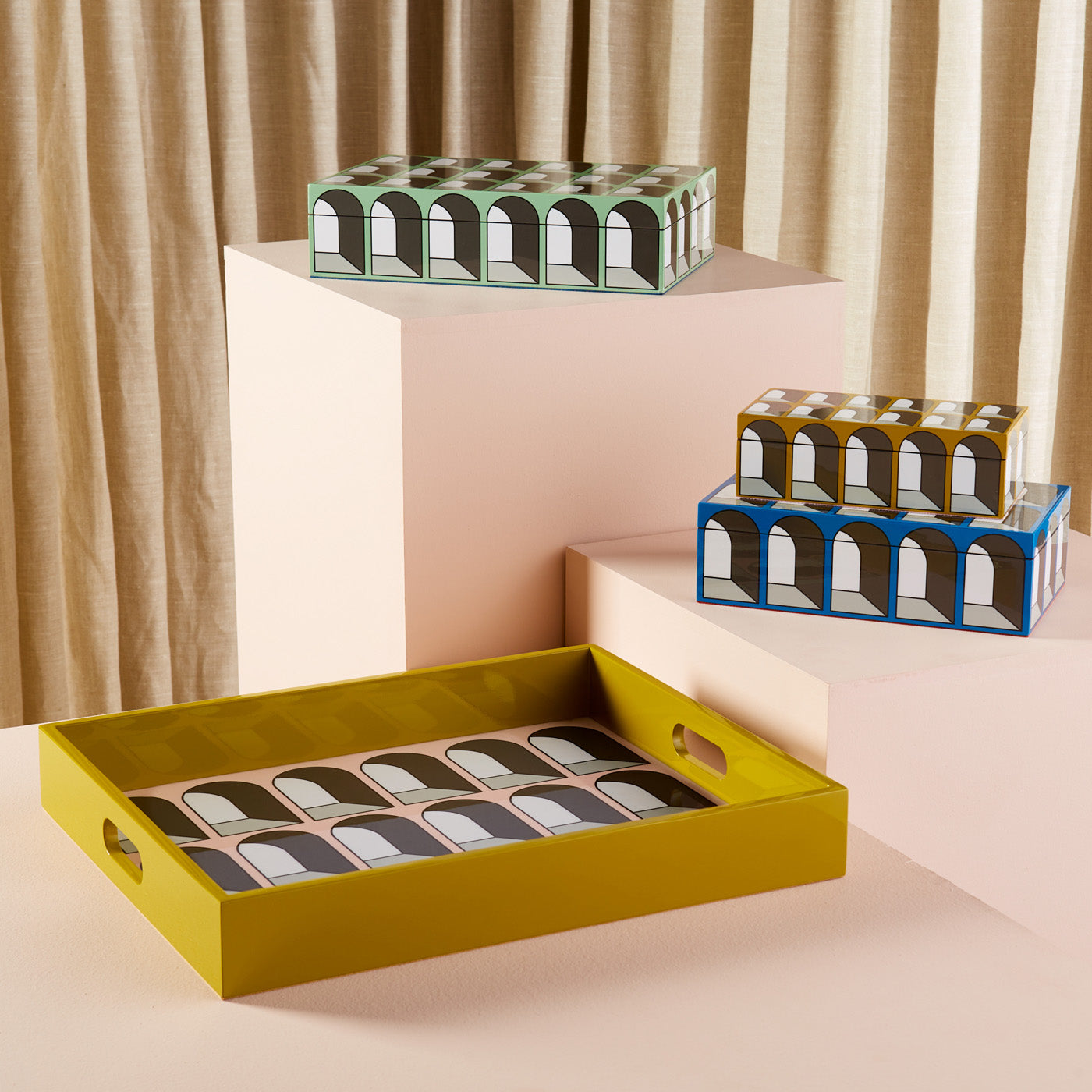 Medium Arcade Lacquer Box - Handcrafted Decorative Storage Box for Jewelry, Keepsakes & Home Decor | Perfect for Gift Giving & Display