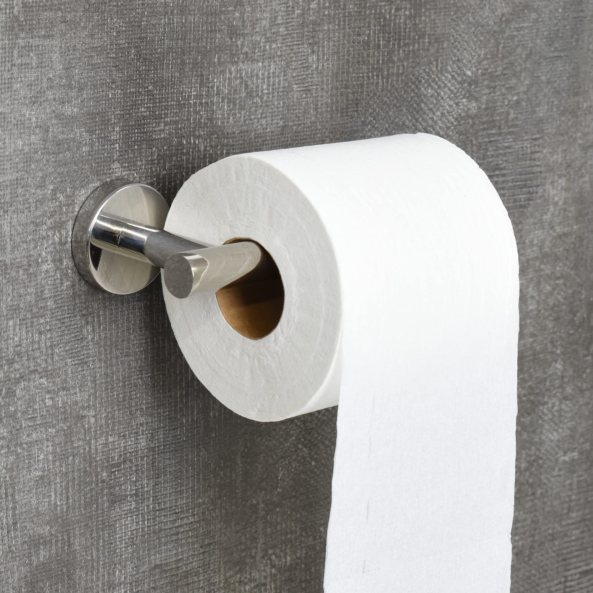 Stainless Steel Toilet Paper Holder Wall Mount - 304 Chrome Bathroom Tissue Roll Holder with Paper Towel Holder & 2 Clear Hooks for Toilet, Bathroom, Kitchen - Durable & Rustproof Bathroom Accessory Set for Home Decor & Organization