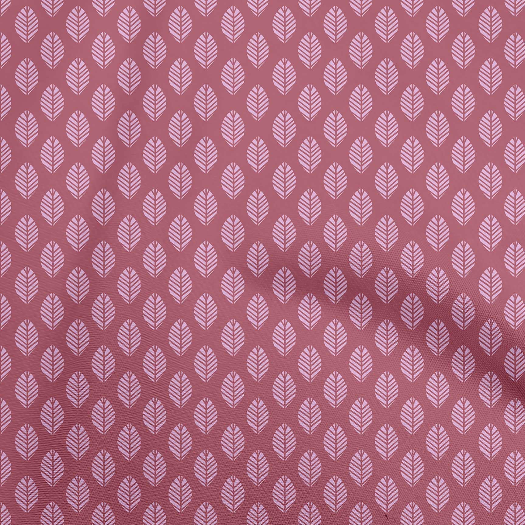 oneOone Viscose Jersey Pink Asian Leaf Print Fabric by The Yard - 60 Inch Wide Soft Draping Material for Dresses, Skirts & DIY Fashion Projects