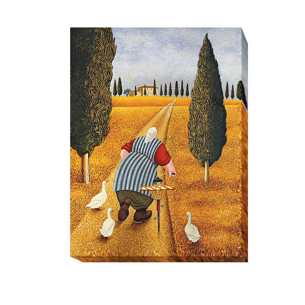 Lowell Herrero Premium Gallery-Wrapped Canvas Giclee Art Print - 'Lady with Fresh Bread' - 12x16 Inches - Ready to Hang - Perfect for Kitchen, Dining Room, or Farmhouse Decor