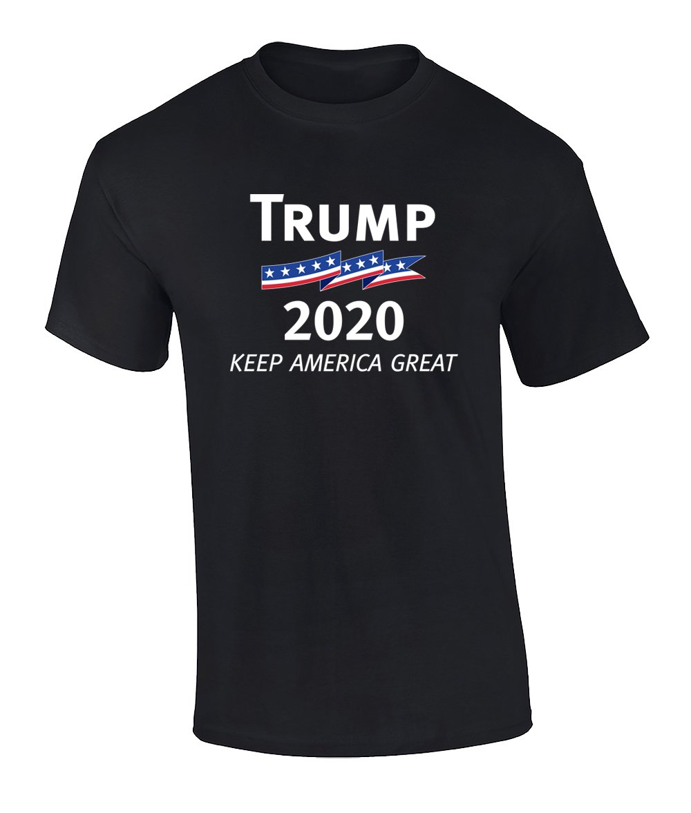Trump 2020 Keep America Great T-Shirt - Patriotic Political Tee for Men & Women - Black Cotton American Flag Shirt - Perfect for Campaign Rallies, Voting Day & Conservative Events