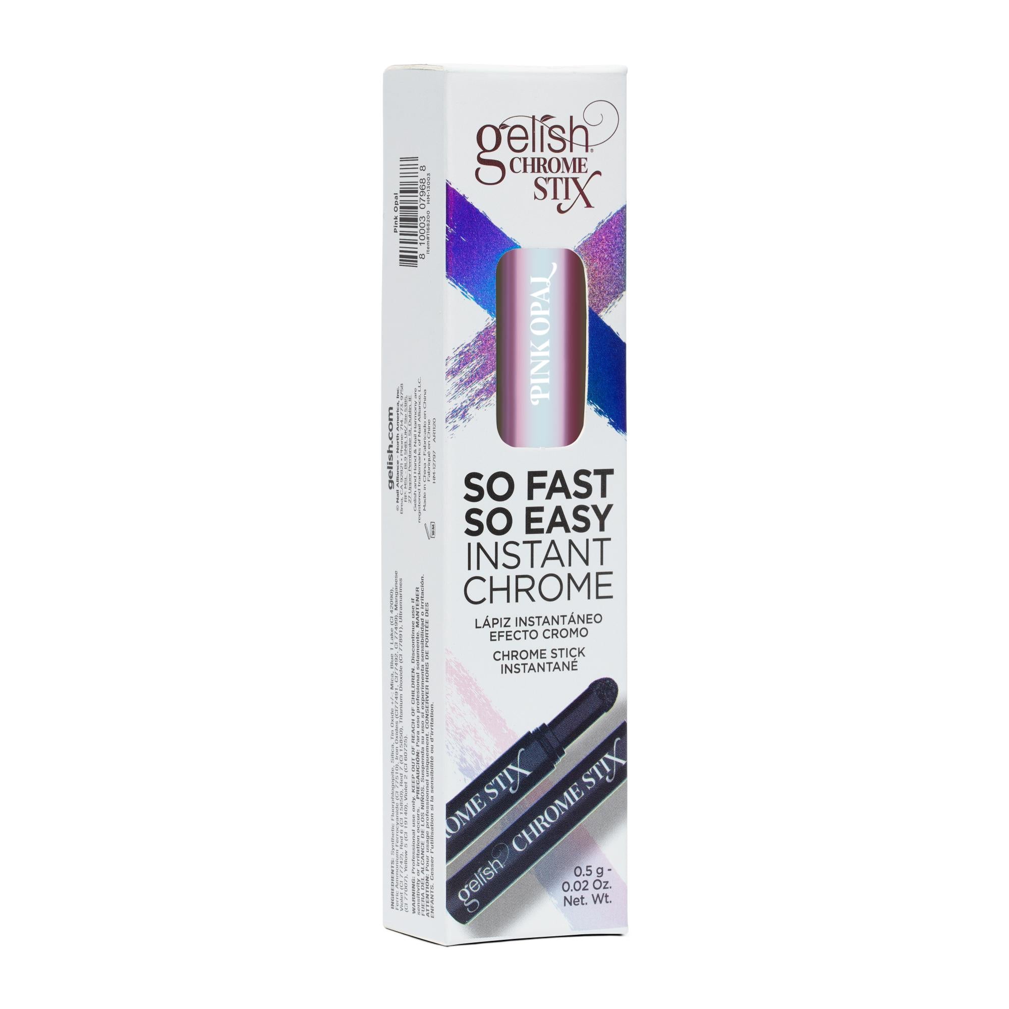 Gelish Chrome Stix Nail Polish - Pink Opal, 0.17 oz | Metallic Nail Art for Salon & Home Manicures | Perfect for Parties, Weddings & Special Occasions