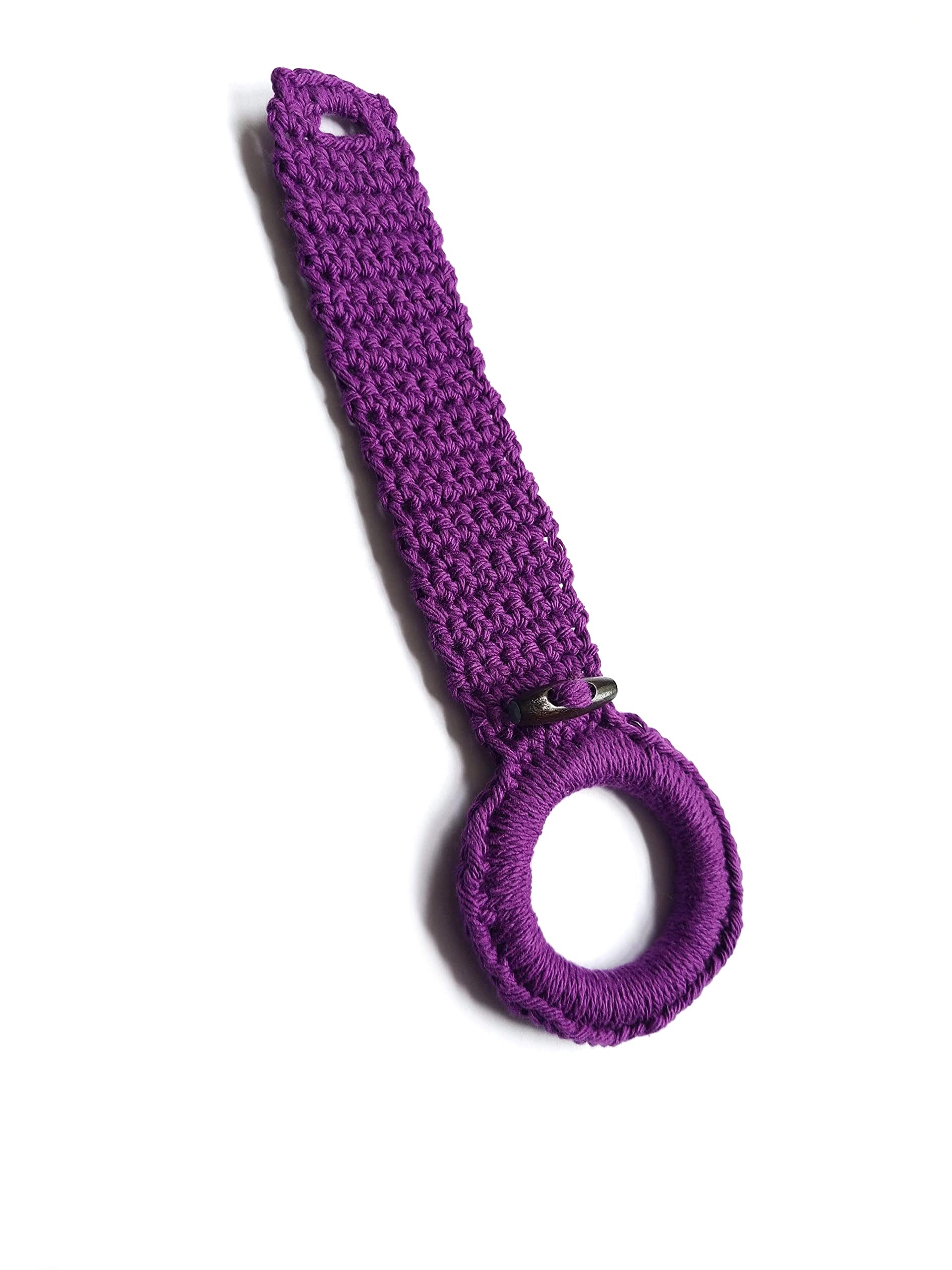 Stainless Steel Hanging Kitchen Towel Ring - Durable Kitchen Towel Holder with Hanging Loop - Unique Housewarming Gift for Kitchen (Purple) - Perfect for Organizing Dish Towels Near Sink or Stove