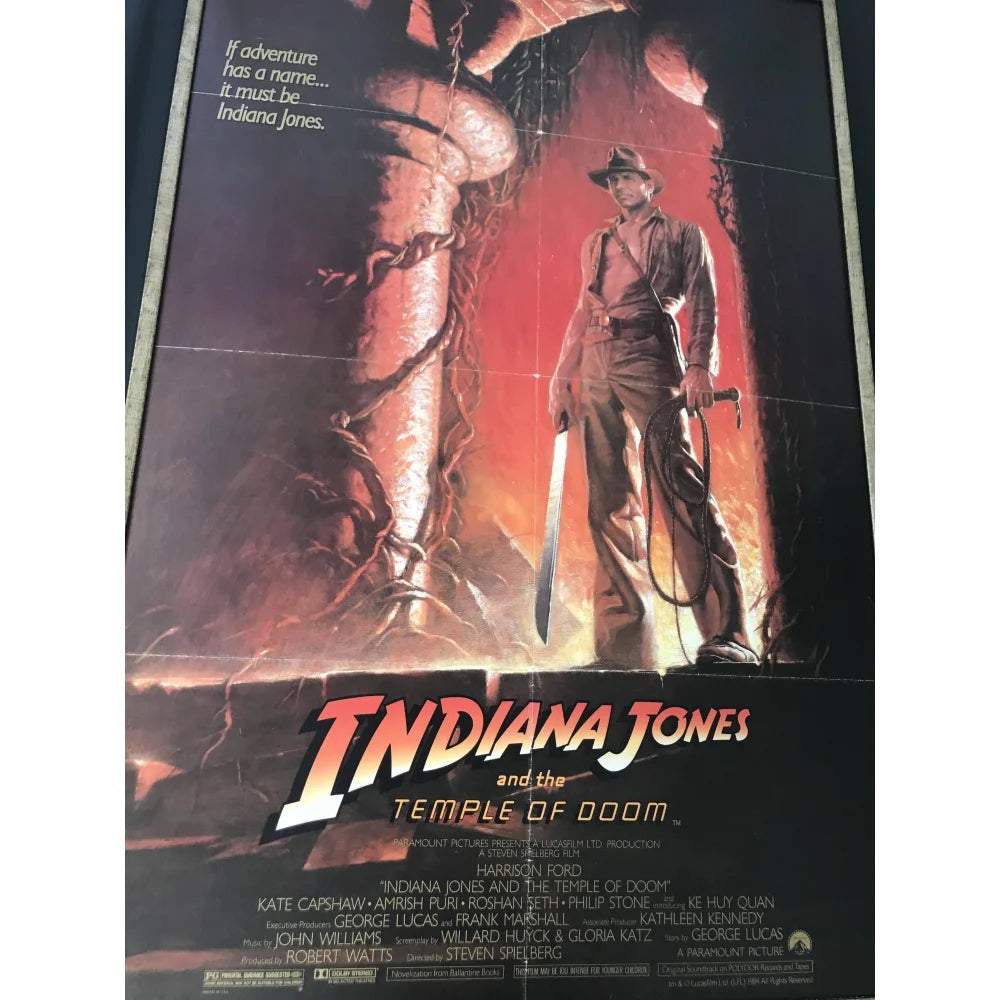 Original 1984 Indiana Jones Temple of Doom Framed Movie Poster - First Issue 27x40 - Perfect for Home Theater Decor, Movie Memorabilia Collection & Gift for Film Fans