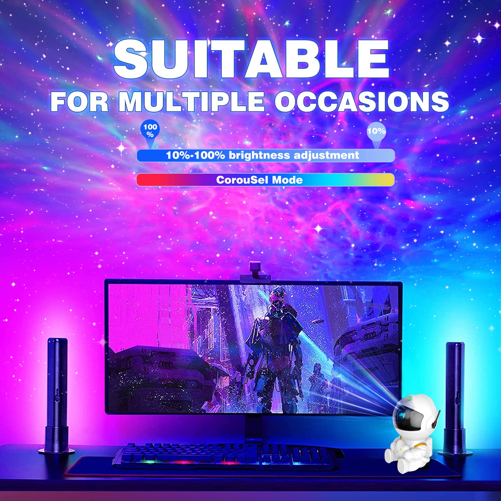 Astronaut Galaxy Projector - Starry Night Light Projector for Kids & Adults | Nebula LED Ceiling Lamp with Timer & Remote Control | Perfect for Bedroom Decor, Relaxation & Birthday Gifts